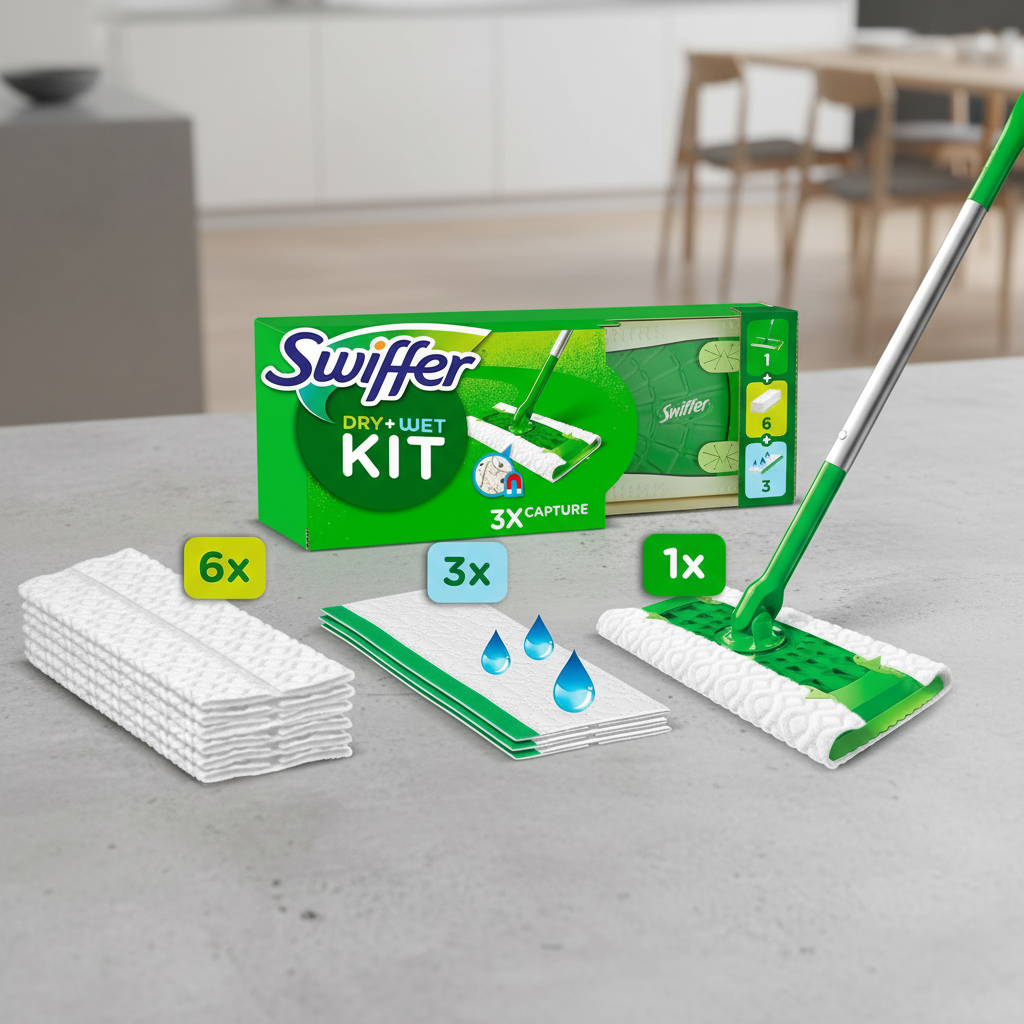 Swiffer Mopa Limpiador En Seco Y Húmedo Kit Básico
